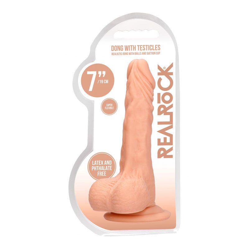 REALROCK 7'' Realistic Dildo With Balls - Flesh 17.8 cm Dong - Silk and Sin