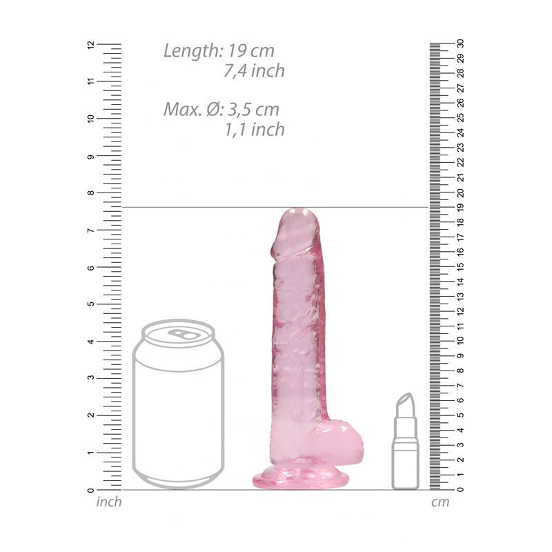 REALROCK 7'' Realistic Dildo With Balls - Pink 17.8 cm Dong - silkandsin