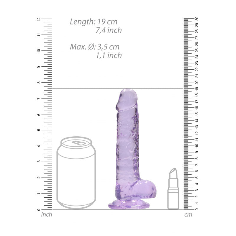 REALROCK 7'' Realistic Dildo With Balls - Purple 17.8 cm Dong - silkandsin