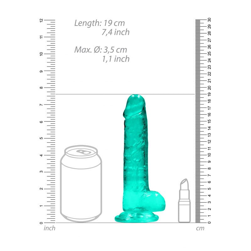 REALROCK 7'' Realistic Dildo With Balls - Turquoise 17.8 cm Dong - silkandsin