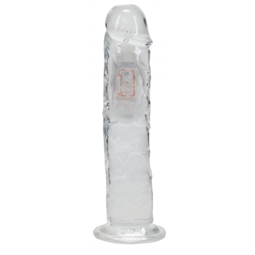 REALROCK 8'' No Balls Wireless Rechargeable LED Vibrating Dong - Clear with LED 22 cm USB Rechargeable Vibrating Dong with Remote - silkandsin