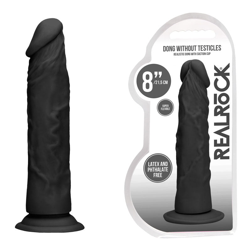 REALROCK 8'' Realistic Dildo - Black 20.3 cm Dong - silkandsin