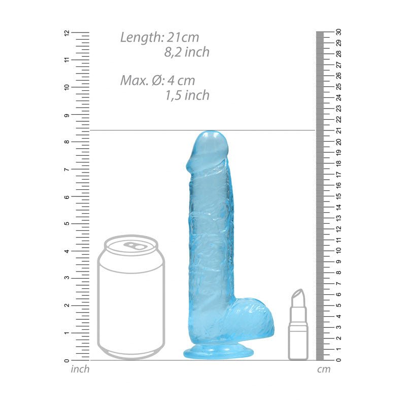 REALROCK 8'' Realistic Dildo With Balls - Blue 20.3 cm Dong - silkandsin