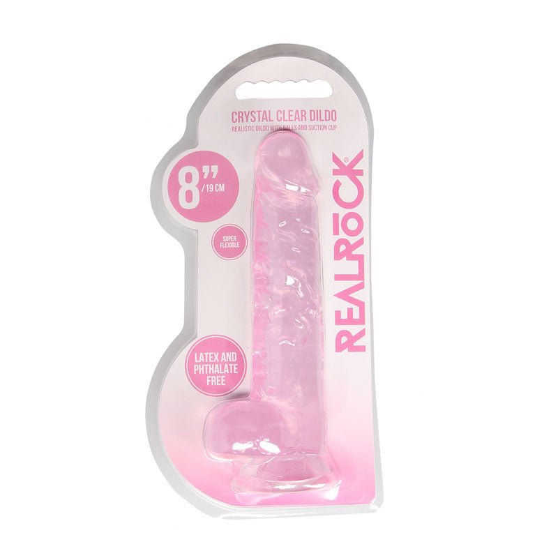 REALROCK 8'' Realistic Dildo With Balls - Pink 20.3 cm Dong - silkandsin