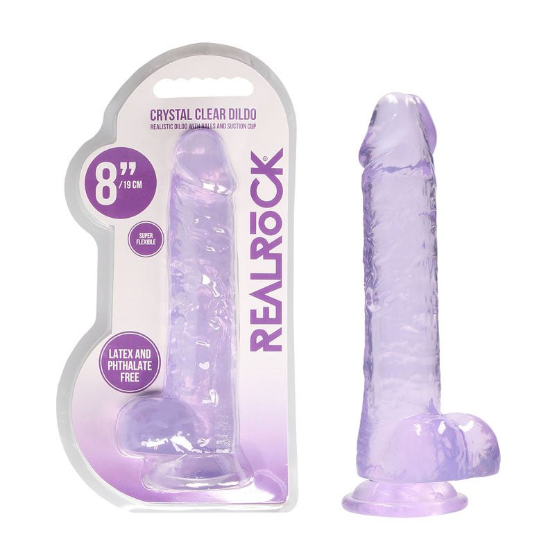 REALROCK 8'' Realistic Dildo With Balls - Purple 20.3 cm Dong - silkandsin
