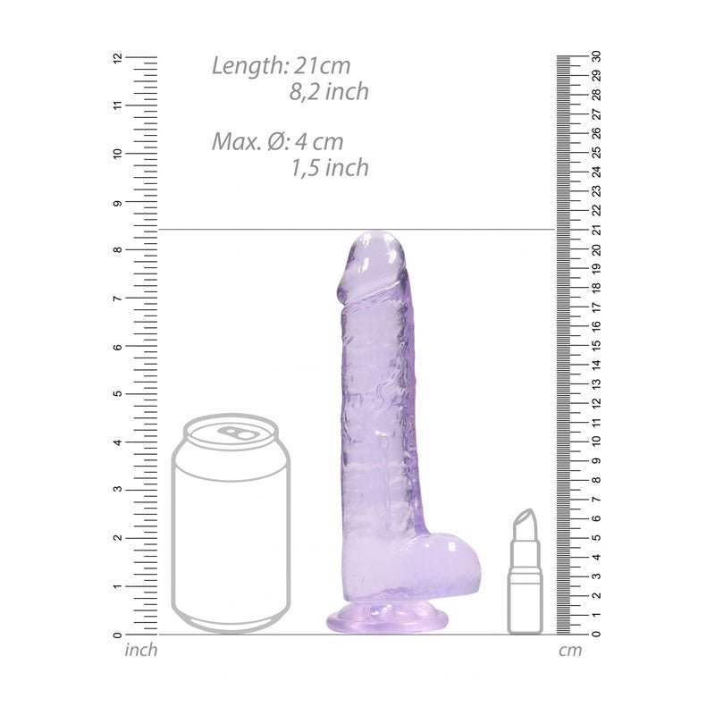 REALROCK 8'' Realistic Dildo With Balls - Purple 20.3 cm Dong - silkandsin