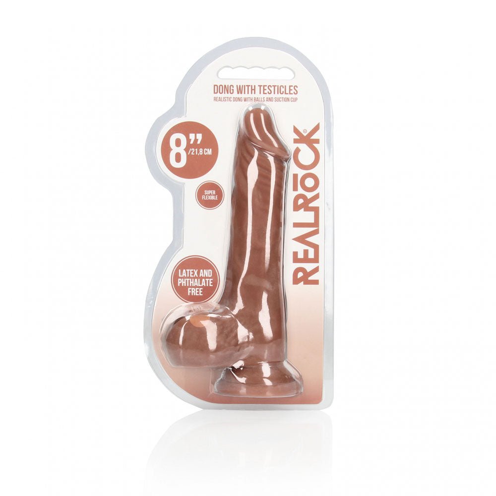 REALROCK 8'' Realistic Dong with Balls - Tan - Tan 20.3 cm Dong - silkandsin