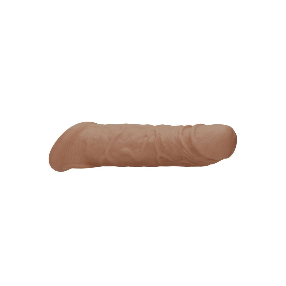 REALROCK 8'' Realistic Penis Extender with Rings - Tan - Tan 20.3 cm Penis Extension Sleeve - silkandsin
