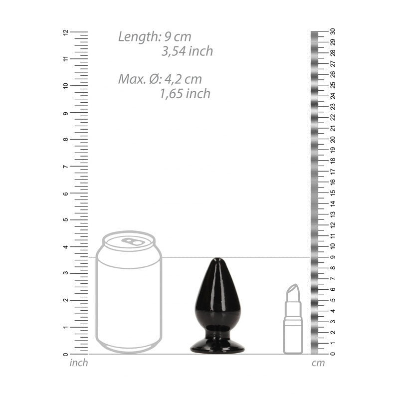 REALROCK 9 cm Anal Plug - Black - Black 9 cm (3.5'') Butt Plug - silkandsin