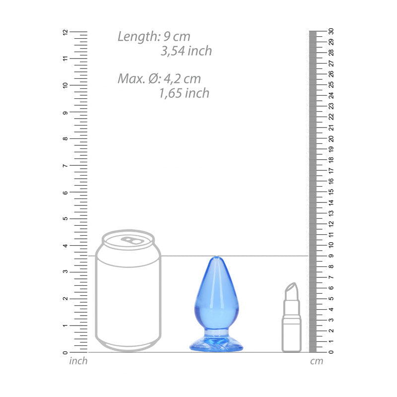 REALROCK 9 cm Anal Plug - Blue - Blue 9 cm (3.5'') Butt Plug - Silk and Sin