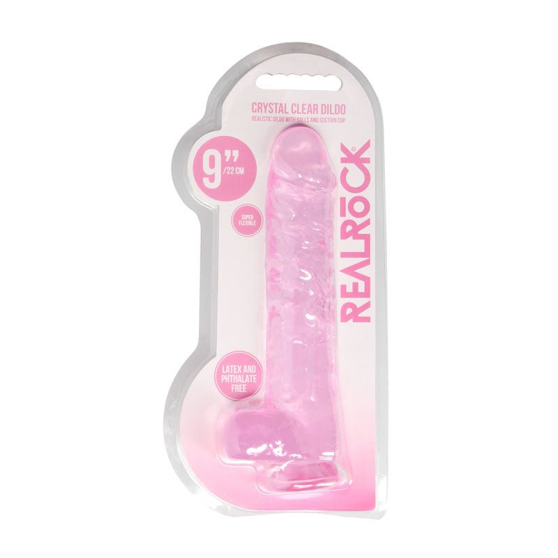 RealRock 9'' Realistic Dildo With Balls - Pink 22.9 cm Dong - silkandsin