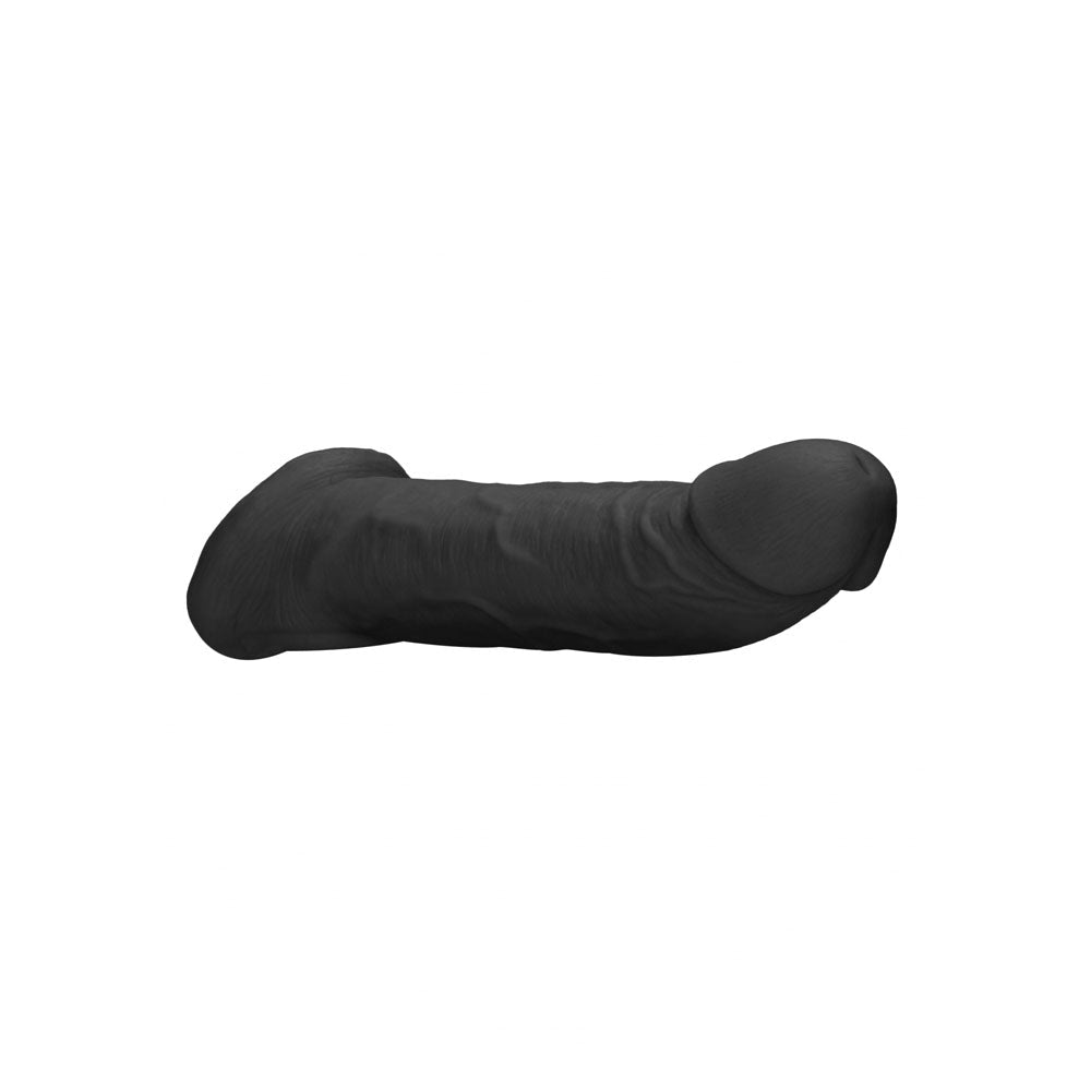 REALROCK 9'' Realistic Penis Extender with Rings - Black - Black 22.9 cm Penis Extension Sleeve - Silk and Sin