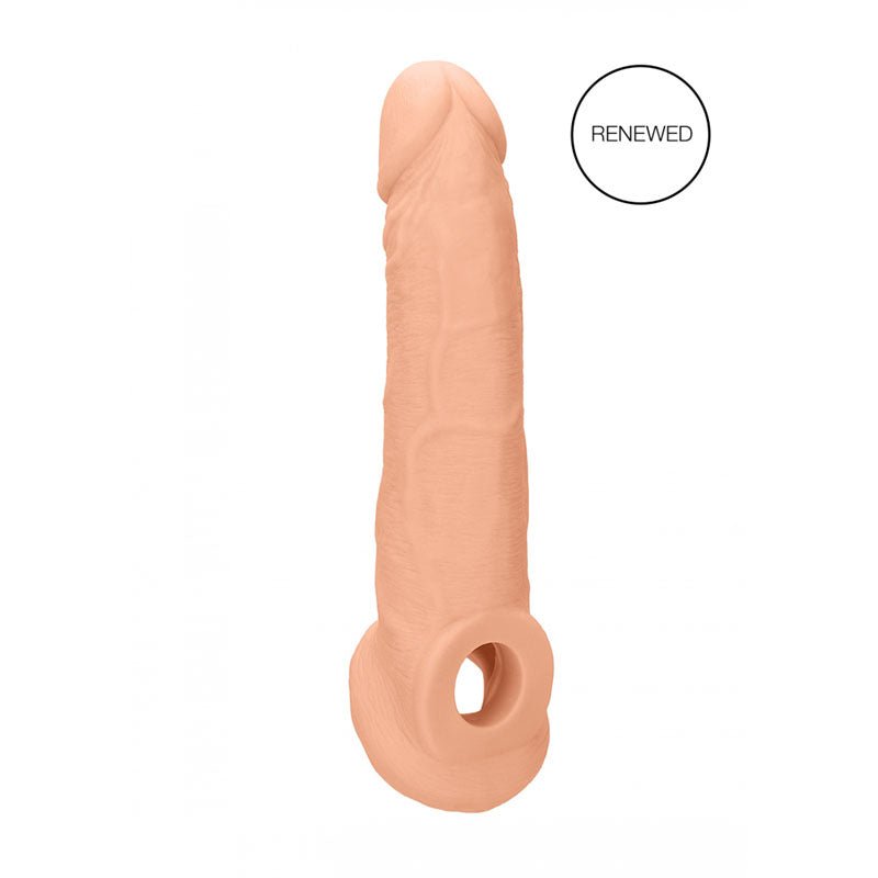 REALROCK 9'' Realistic Penis Extender with Rings - Flesh 22.9 cm Penis Extension Sleeve - silkandsin