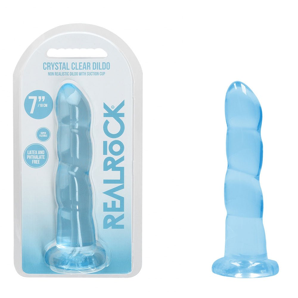 REALROCK Dildo With Suction - 17 cm - Blue - Blue 17 cm Dildo - silkandsin