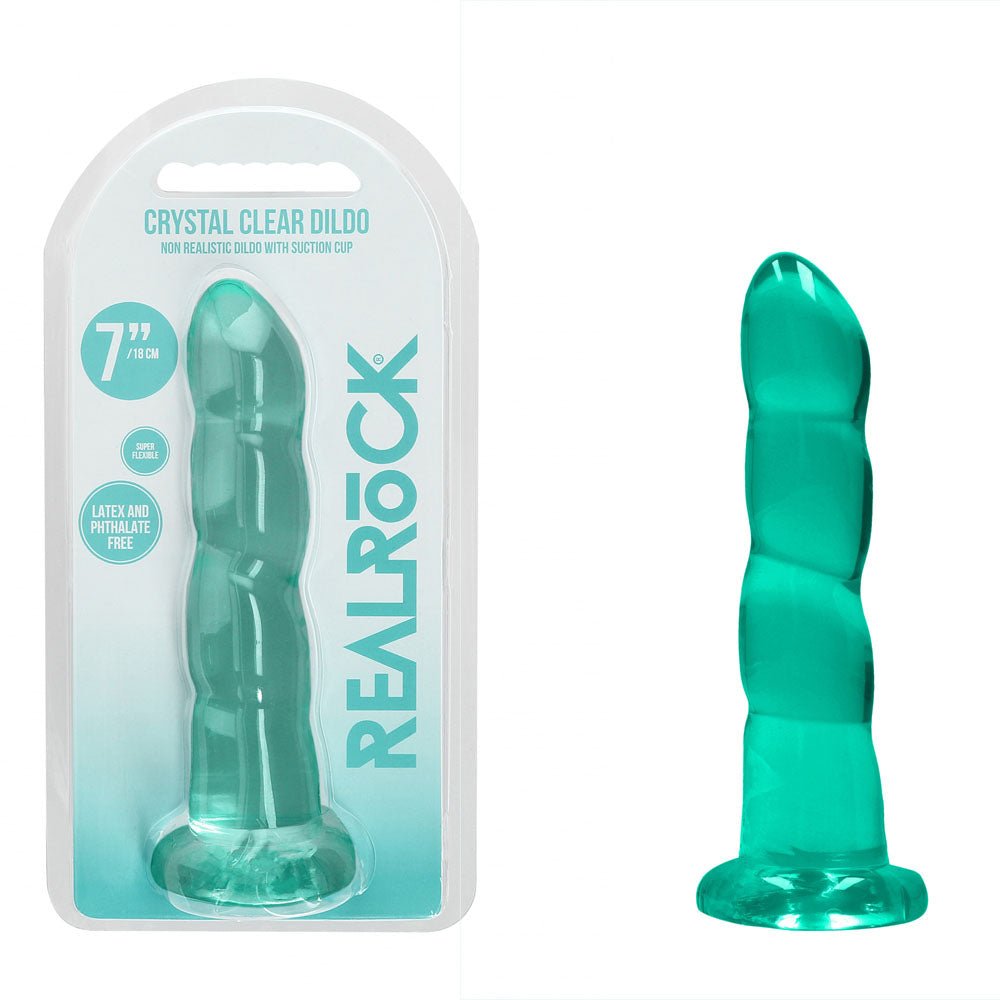 REALROCK Dildo With Suction - 17 cm - Turquoise - Turquoise 17 cm Dildo - silkandsin