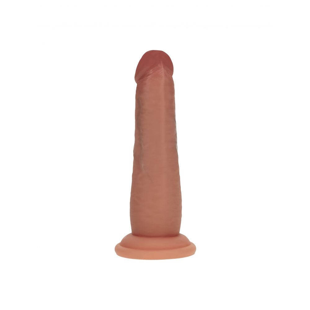 REALROCK Dual Density 6'' Sliding Skin Silicone Dildo - Tan - Tan 15.2 cm Sliding Skin Dildo - Silk and Sin