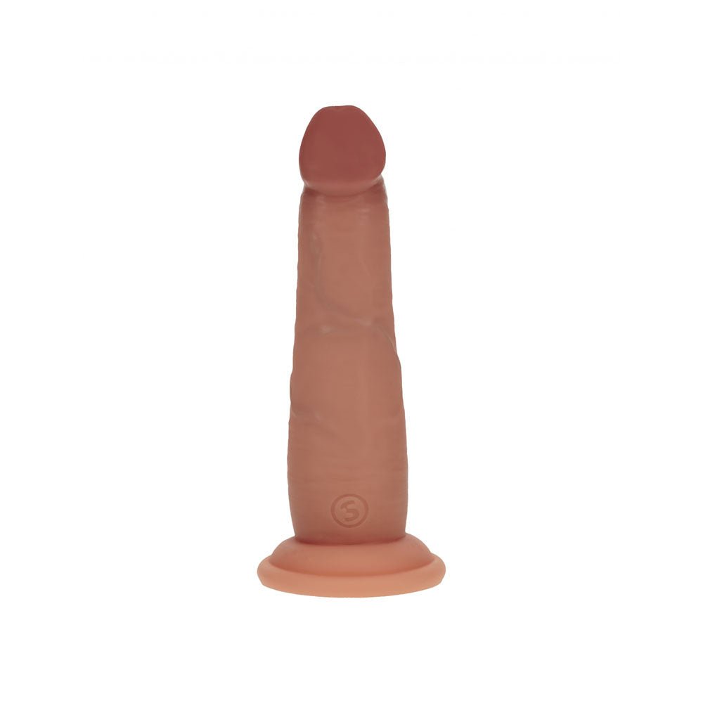 REALROCK Dual Density 6'' Sliding Skin Silicone Dildo - Tan - Tan 15.2 cm Sliding Skin Dildo - Silk and Sin