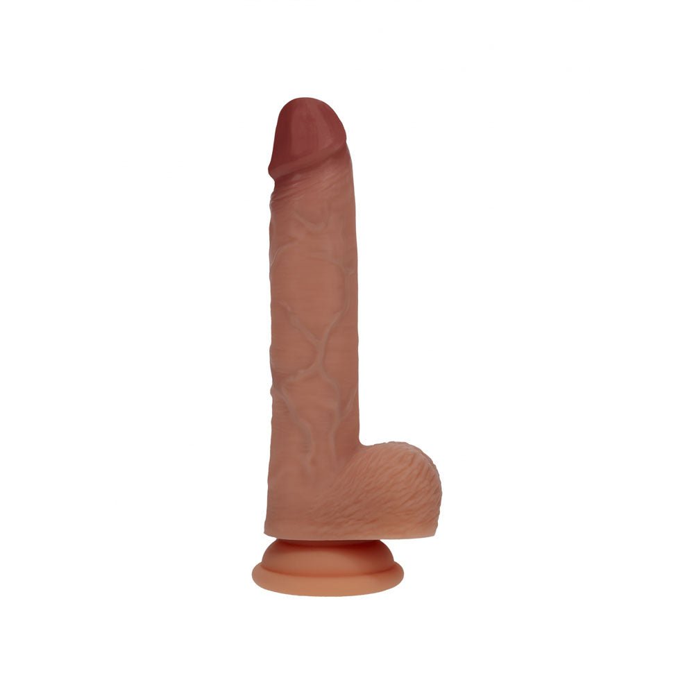 REALROCK Dual Density 7'' Vibrating & Thrusting Dildo - Tan - Tan 17.8 cm USB Rechargeable Vibrating & Thrusting Dildo - Silk and Sin