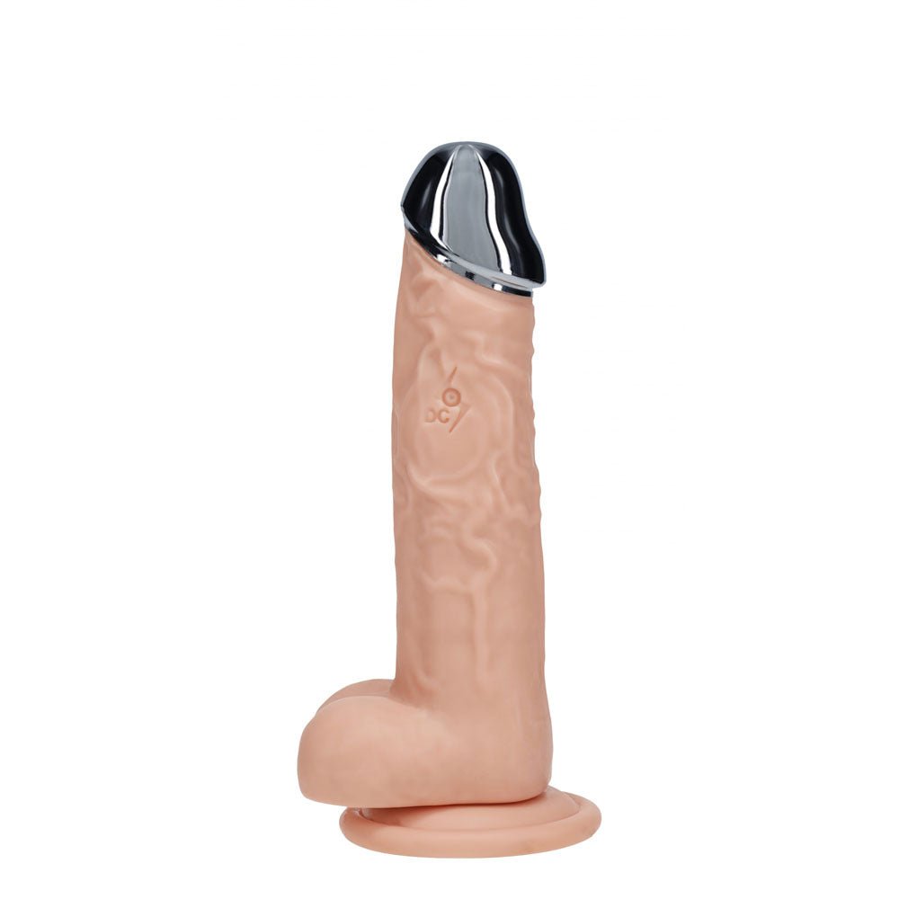 REALROCK Metal Head 6'' Rechargeable Dildo - Flesh - Flesh 16.2 cm USB Rechargeable Vibrating Dildo with Metal Head and Wireless Remote - silkandsin