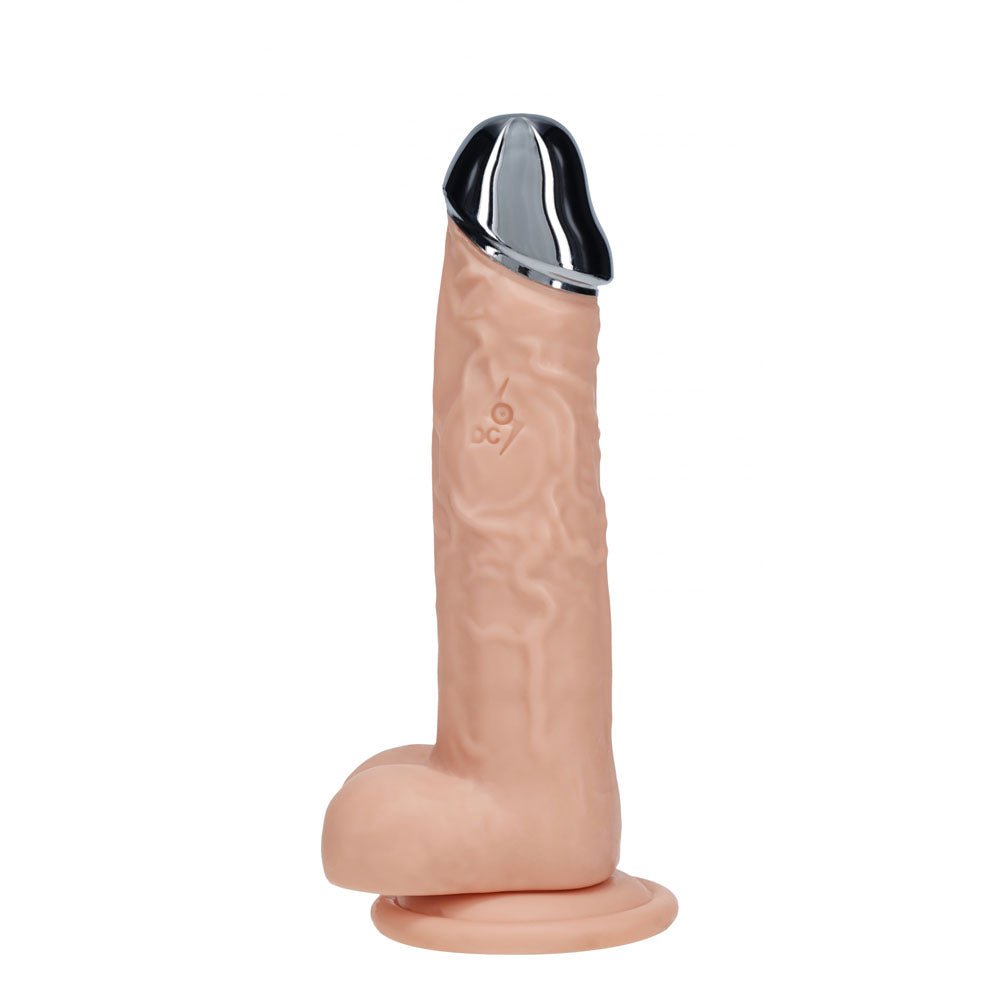 REALROCK Metal Head 7'' Rechargeable Dildo - Flesh - Flesh 19 cm USB Rechargeable Vibrating Dildo with Metal Head and Wireless Remote - silkandsin