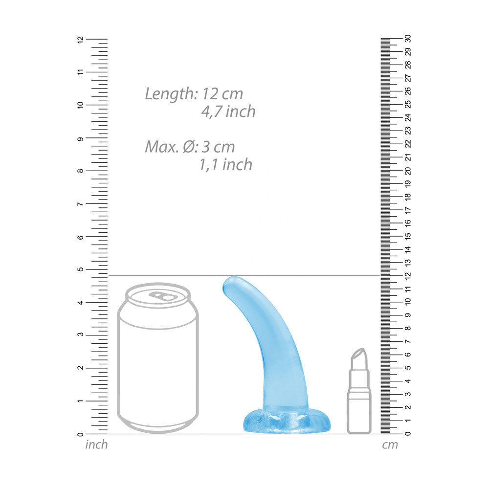 REALROCK Non Realistic Dildo With Suction Cup - 11.5 cm - Blue - Blue 11.5 cm Curved Pegging Dong - silkandsin