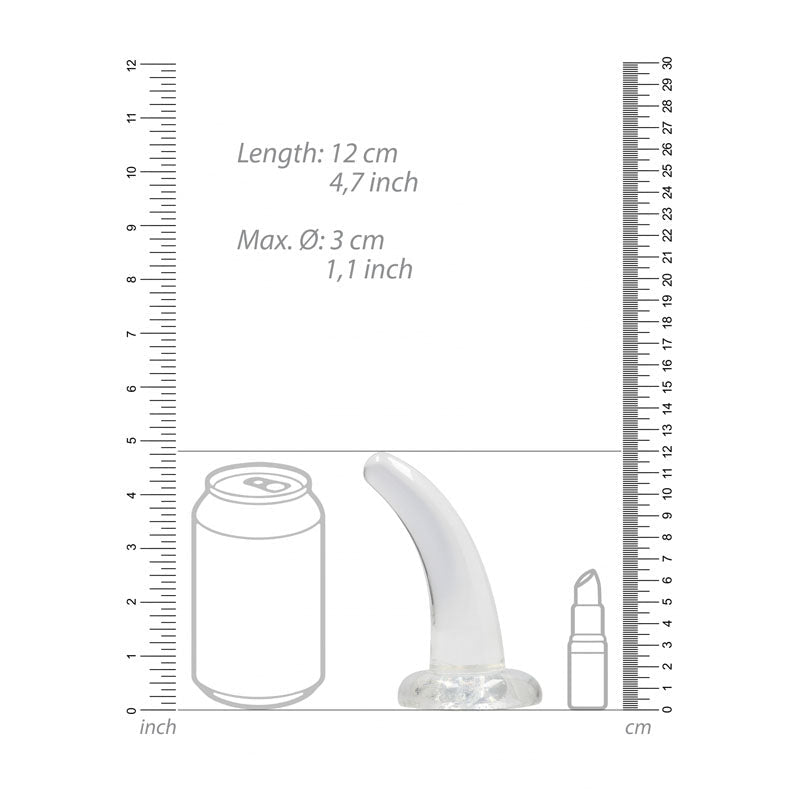 REALROCK Non Realistic Dildo With Suction Cup - 11.5 cm - Clear 11.5 cm Curved Pegging Dong - silkandsin