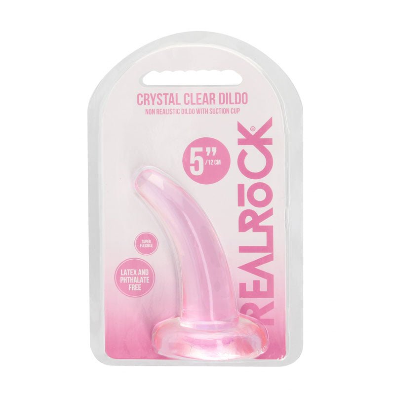 REALROCK Non Realistic Dildo With Suction Cup - 11.5 cm - Pink 11.5 cm Curved Pegging Dong - silkandsin