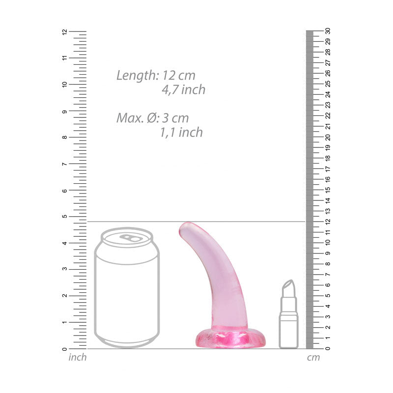 REALROCK Non Realistic Dildo With Suction Cup - 11.5 cm - Pink 11.5 cm Curved Pegging Dong - silkandsin