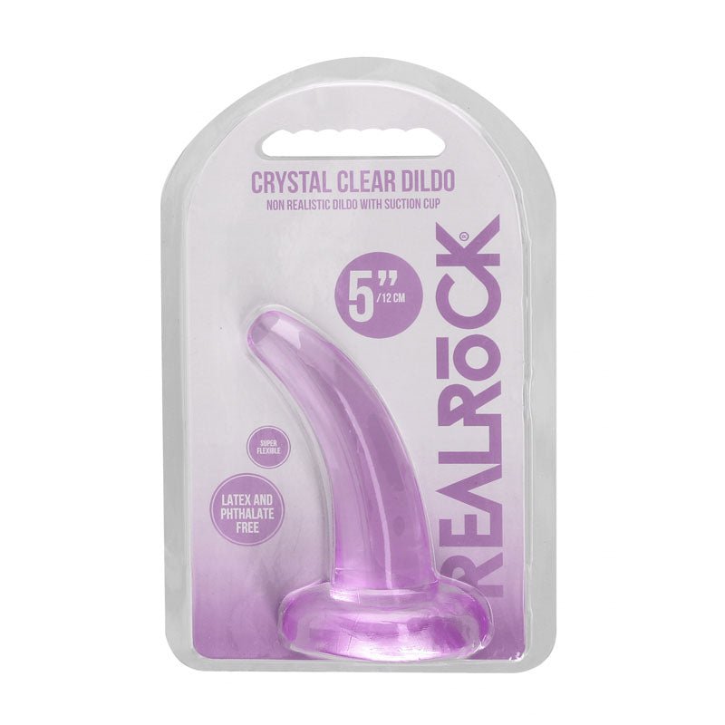 REALROCK Non Realistic Dildo With Suction Cup - 11.5 cm - Purple 11.5 cm Curved Pegging Dong - silkandsin