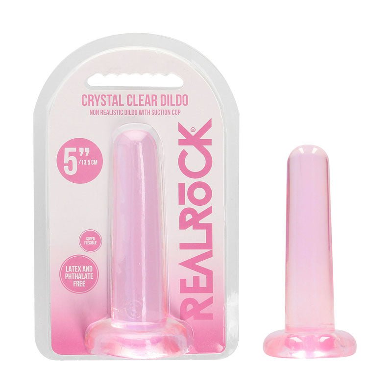 REALROCK Non Realistic Dildo With Suction Cup - 13.5 cm - Pink 13.5 cm Dong - silkandsin
