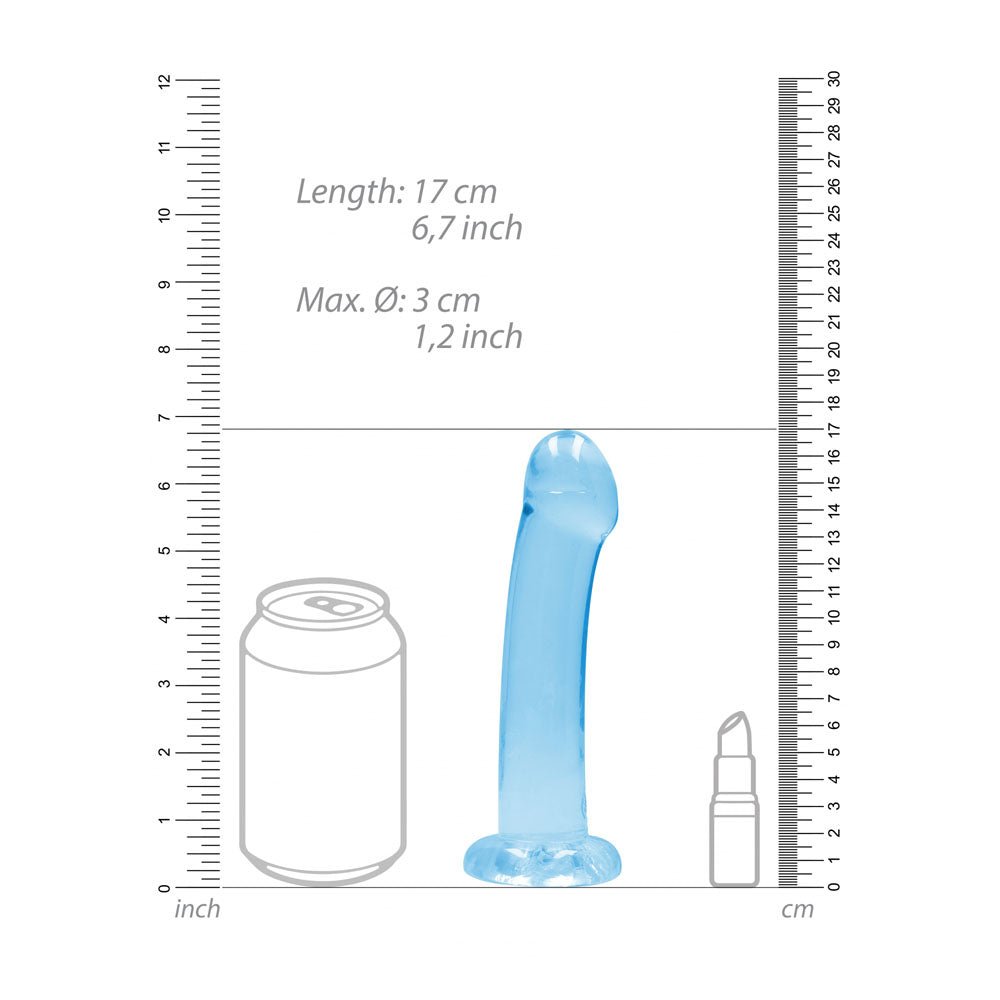 REALROCK Non Realistic Dildo With Suction Cup - 17 cm - Blue - Blue 17 cm Dong - silkandsin