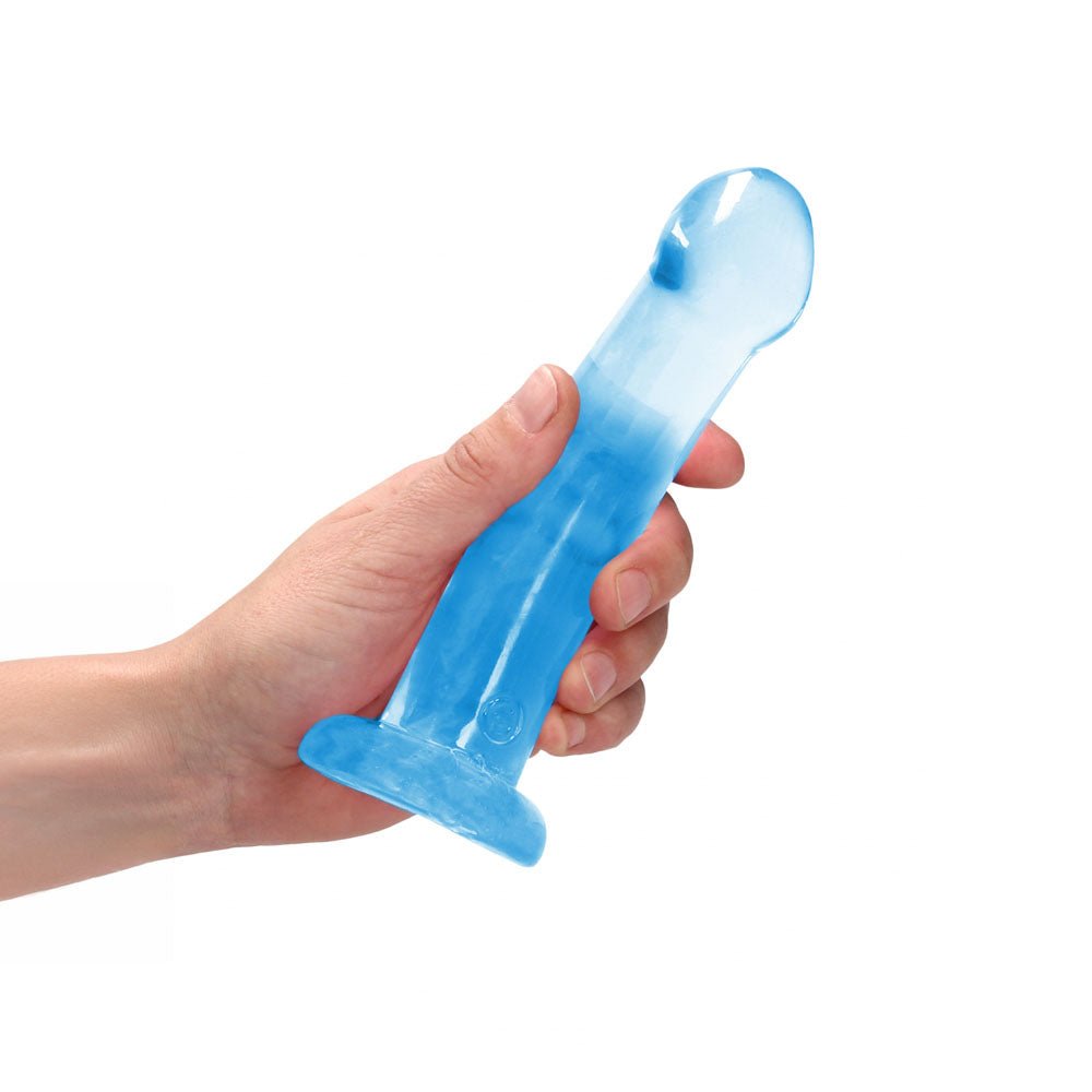 REALROCK Non Realistic Dildo With Suction Cup - 17 cm - Blue - Blue 17 cm Dong - silkandsin
