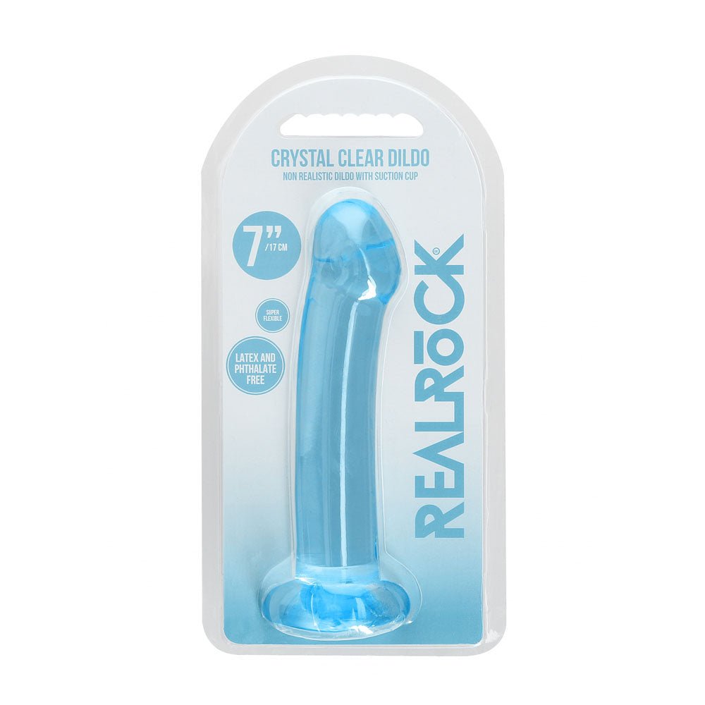 REALROCK Non Realistic Dildo With Suction Cup - 17 cm - Blue - Blue 17 cm Dong - silkandsin
