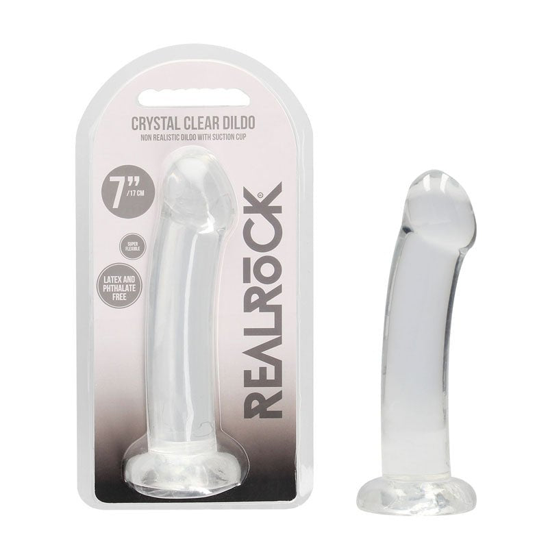 REALROCK Non Realistic Dildo With Suction Cup - 17 cm - Clear 17 cm Dong - silkandsin