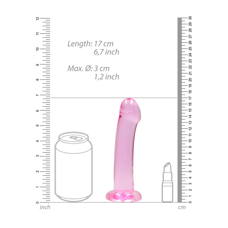 REALROCK Non Realistic Dildo With Suction Cup - 17 cm - Pink 17 cm Dong - silkandsin