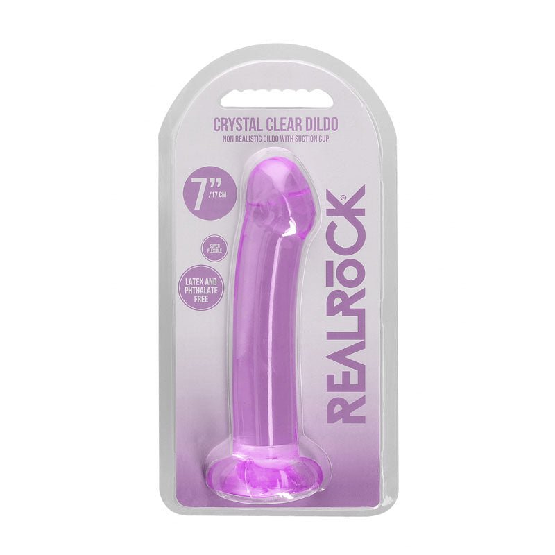 REALROCK Non Realistic Dildo With Suction Cup - 17 cm - Purple 17 cm Dong - silkandsin