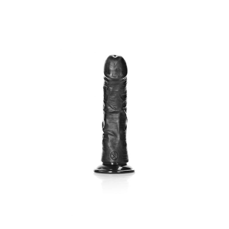 REALROCK Realistic Regular Curved Dildo with Suction Cup - 15.5 cm - Black 15.5 cm (6'') Dong - silkandsin