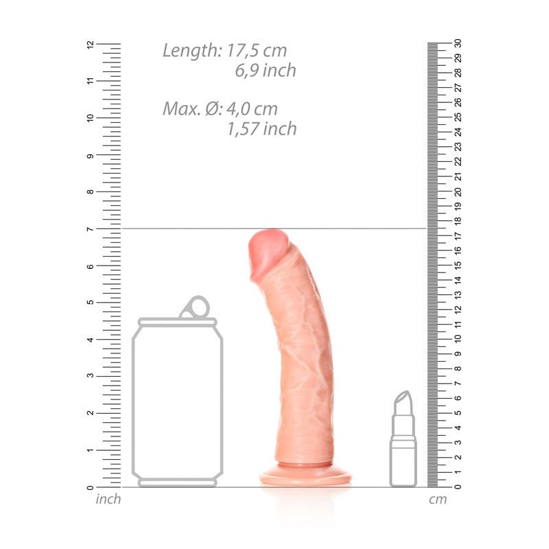 REALROCK Realistic Regular Curved Dildo with Suction Cup - 15.5 cm - Flesh 15.5 cm (6'') Dong - silkandsin