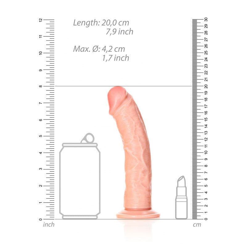 REALROCK Realistic Regular Curved Dildo with Suction Cup - 18 cm - Flesh 18 cm (7'') Dong - silkandsin