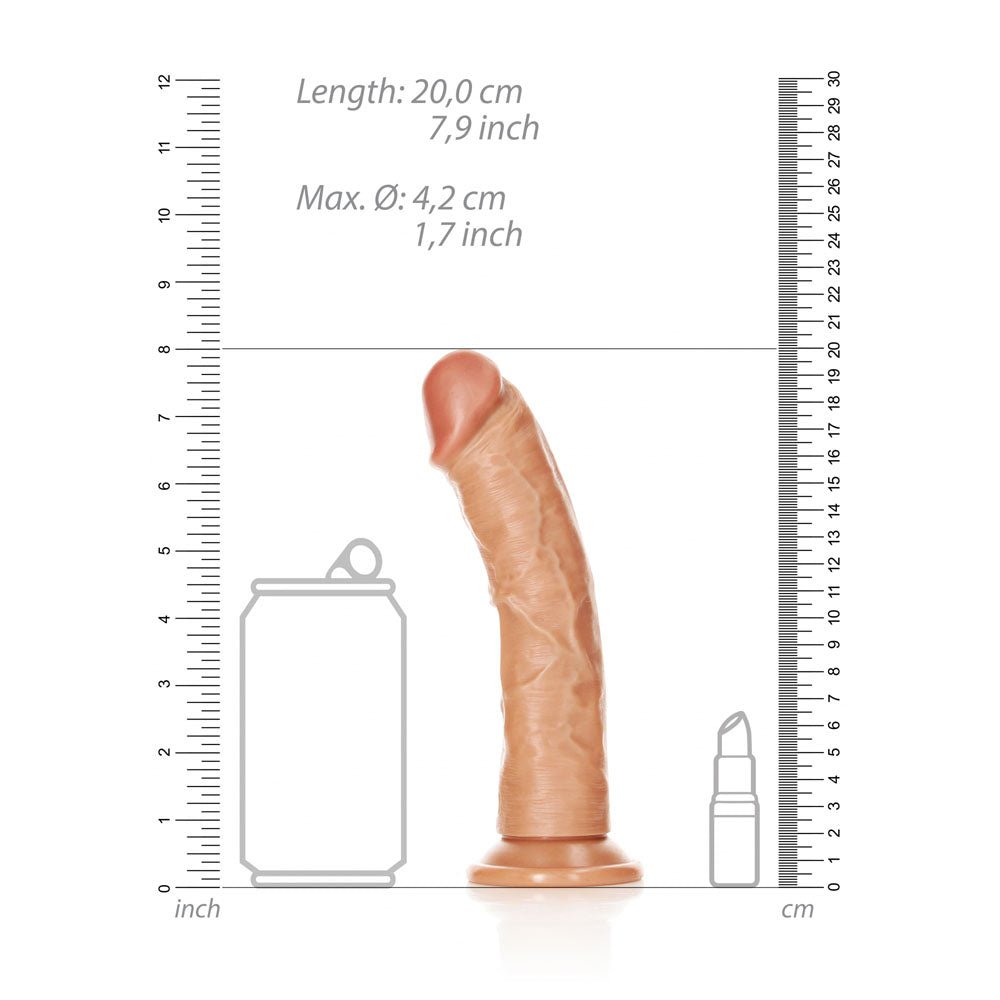 REALROCK Realistic Regular Curved Dildo with Suction Cup - 18 cm - Tan 18 cm (7'') Dong - silkandsin