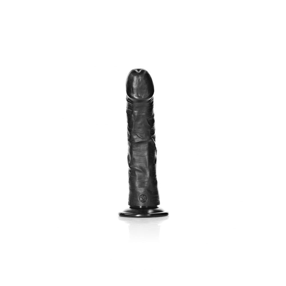 REALROCK Realistic Regular Curved Dildo with Suction Cup - 20 cm - Black 20 cm (8'') Dong - silkandsin