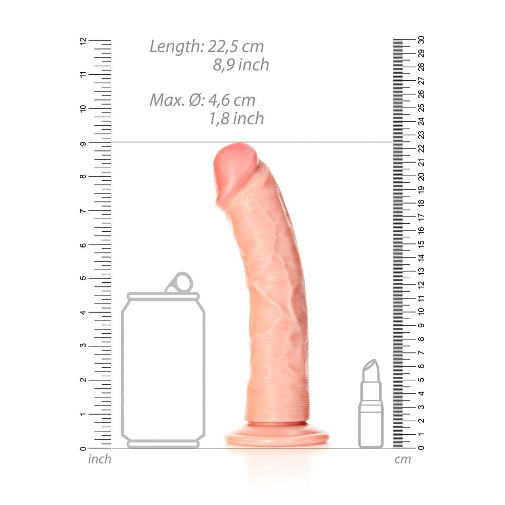 REALROCK Realistic Regular Curved Dildo with Suction Cup - 20 cm - Flesh 20 cm (8'') Dong - silkandsin