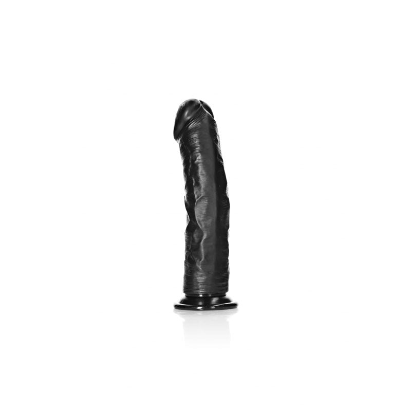 REALROCK Realistic Regular Curved Dildo with Suction Cup - 23 cm - Black 23 cm (9'') Dong - silkandsin
