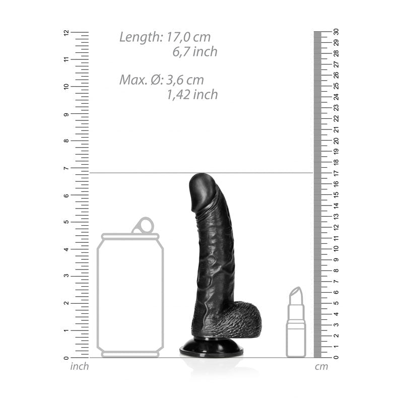 REALROCK Realistic Regular Curved Dong with Balls - 15.5 cm - Black 15.5 cm (6'') Dong - Silk and Sin