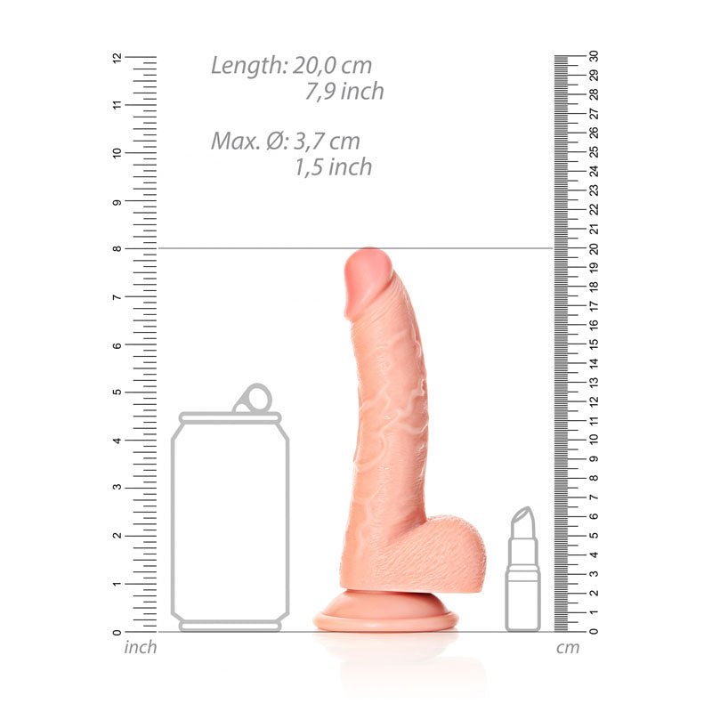 REALROCK Realistic Regular Curved Dong with Balls - 18 cm - Flesh 18 cm (7'') Dong - silkandsin