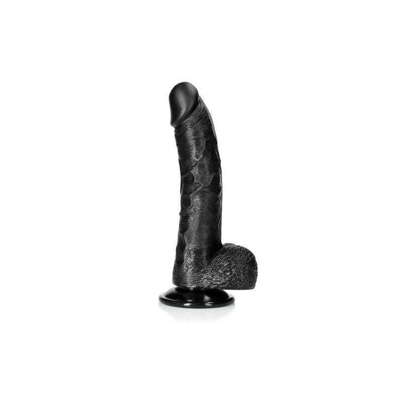 REALROCK Realistic Regular Curved Dong with Balls - 20.5 cm - Black 20.5 cm (8'') Dong - silkandsin