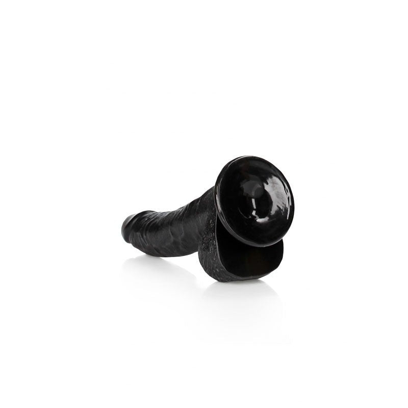 REALROCK Realistic Regular Curved Dong with Balls - 20.5 cm - Black 20.5 cm (8'') Dong - silkandsin