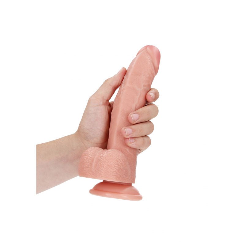 REALROCK Realistic Regular Curved Dong with Balls - 20.5 cm - Flesh 20.5 cm (8'') Dong - silkandsin