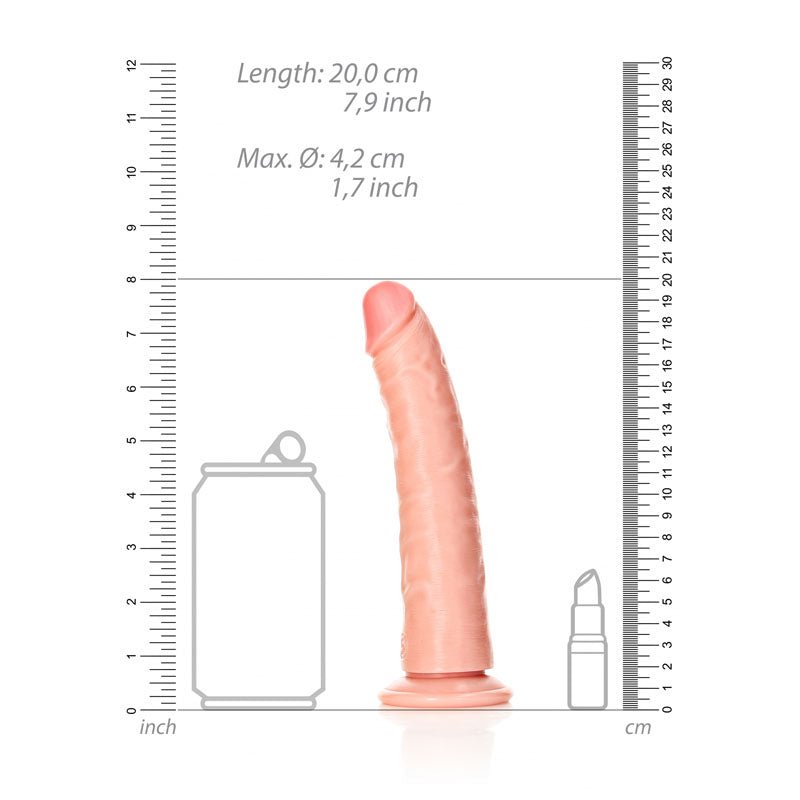 REALROCK Realistic Slim Dildo with Suction Cup - 18cm - Flesh 18 cm (7'') Dong - silkandsin