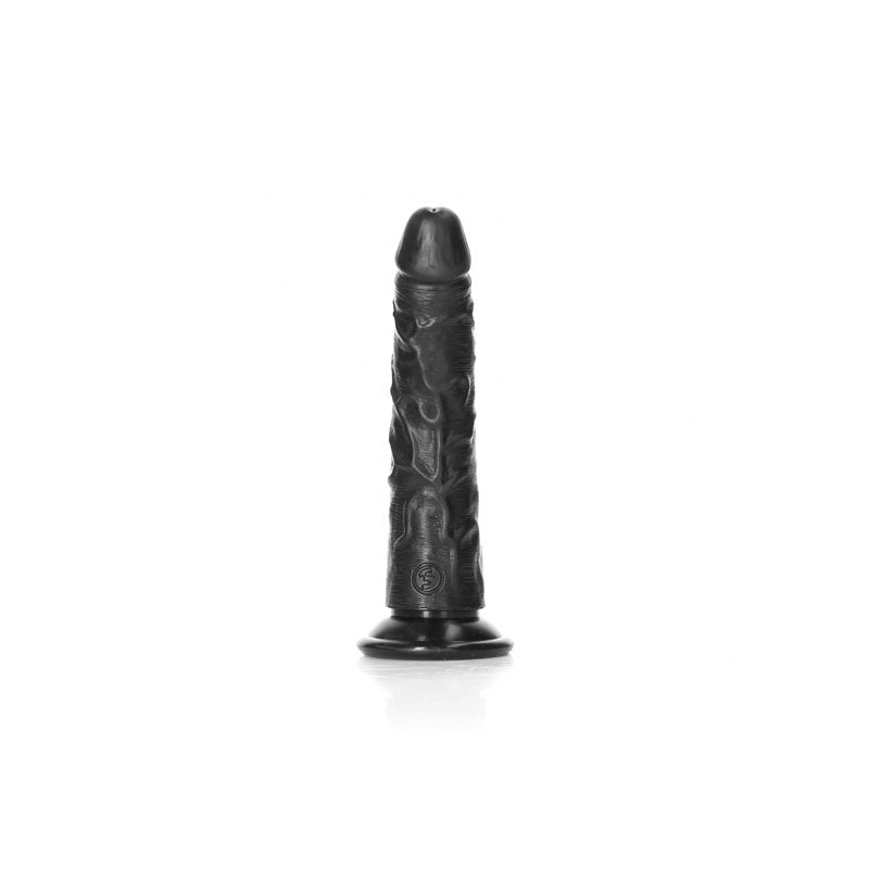 REALROCK Realistic Slim Dildo without Balls - 15.5 cm - Black 15.5 cm (6'') Dong - silkandsin